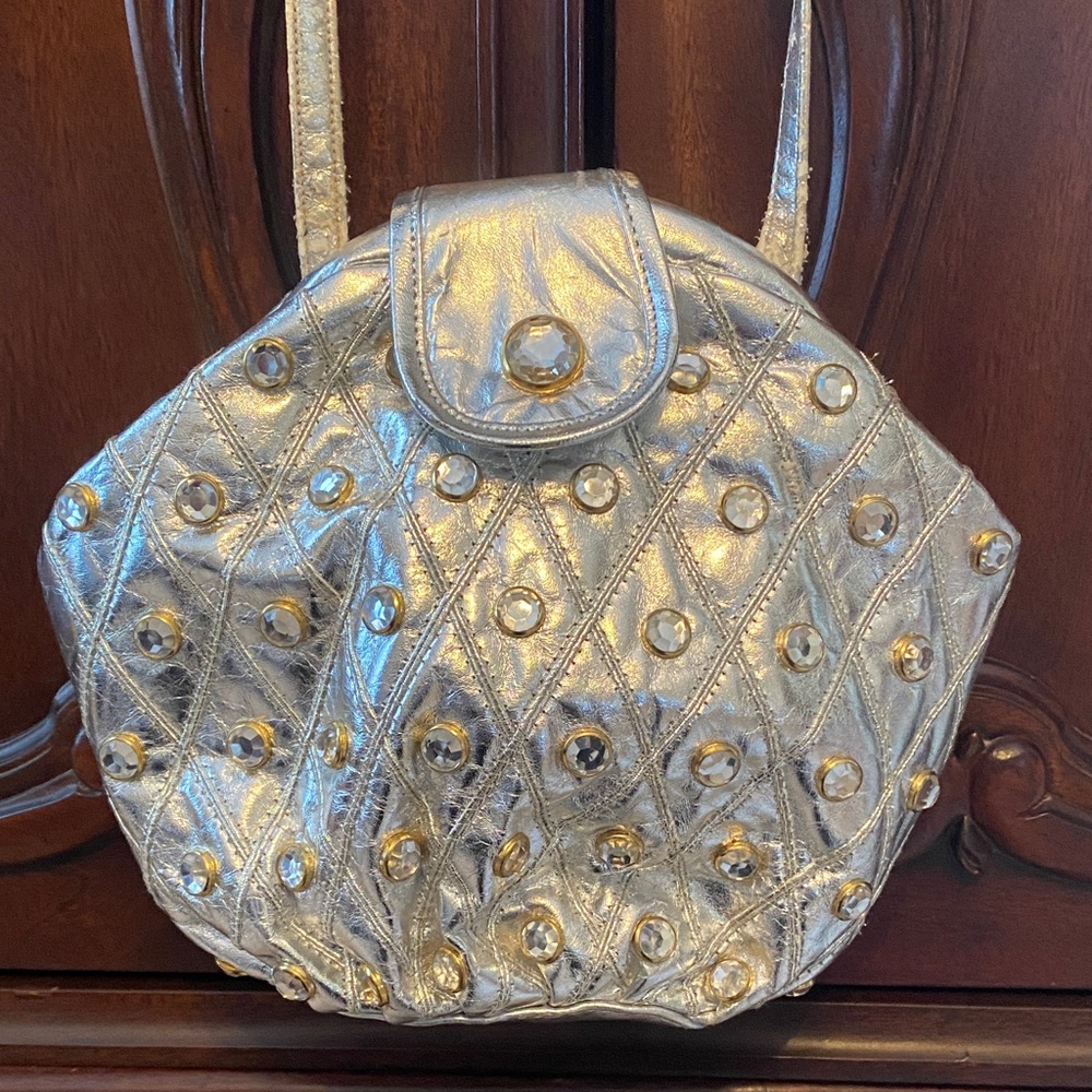 Vintage Silver and Gold Studded Women's Bag